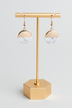 womens gold and marble split circle dangle earrings